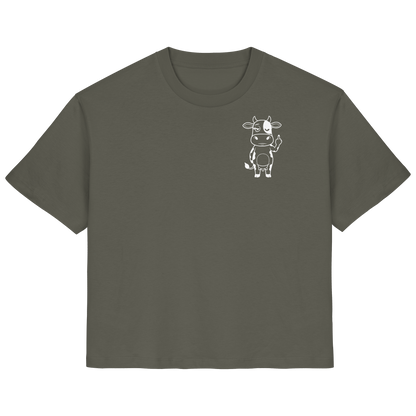 Finger Cow Statement-Print – Khaki Fitted Shirt | GÖRL Bio-Baumwolle, DTF-Druck in DE