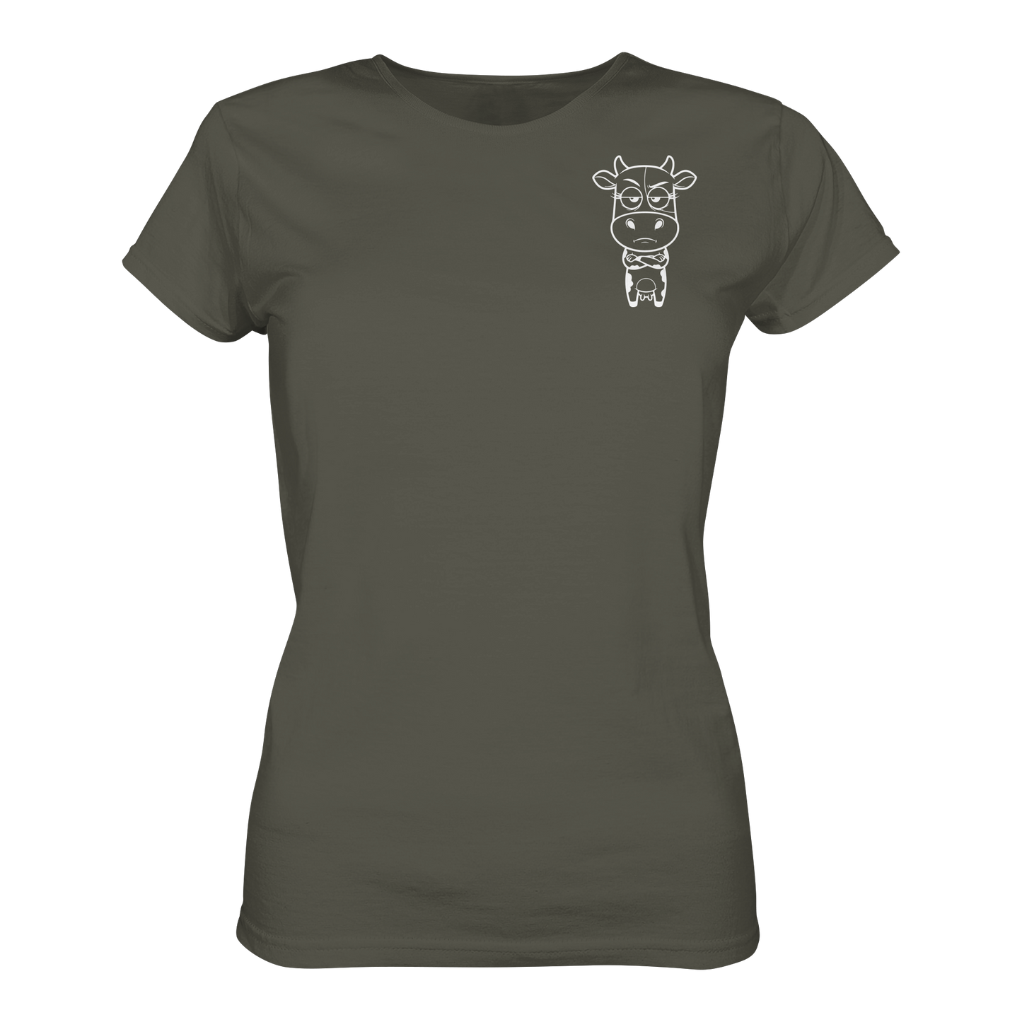 Annoyed Cow Statement-Print – Khaki Fitted Shirt | GÖRL Bio-Baumwolle, DTF-Druck in DE