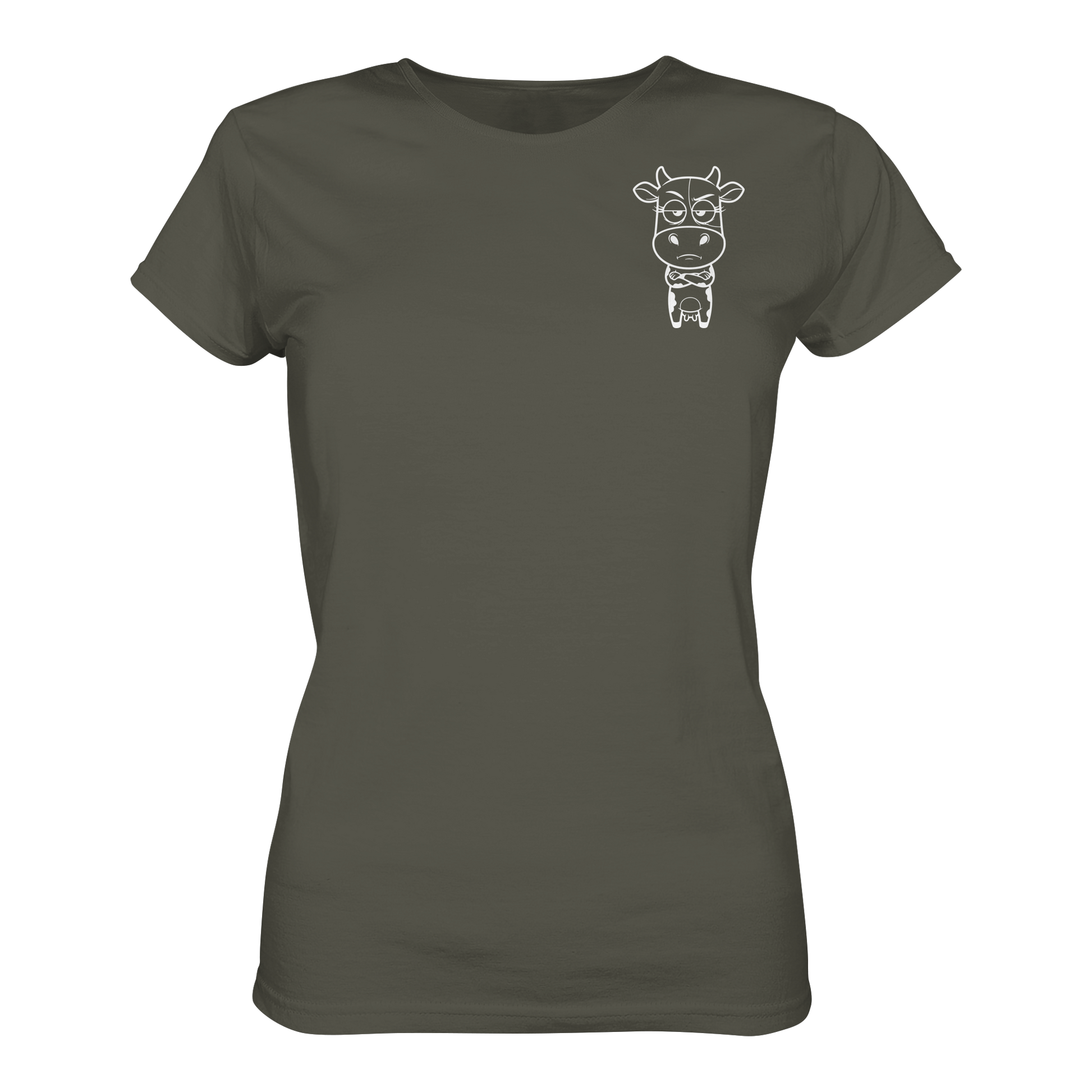 Annoyed Cow Statement-Print – Khaki Fitted Shirt | GÖRL Bio-Baumwolle, DTF-Druck in DE