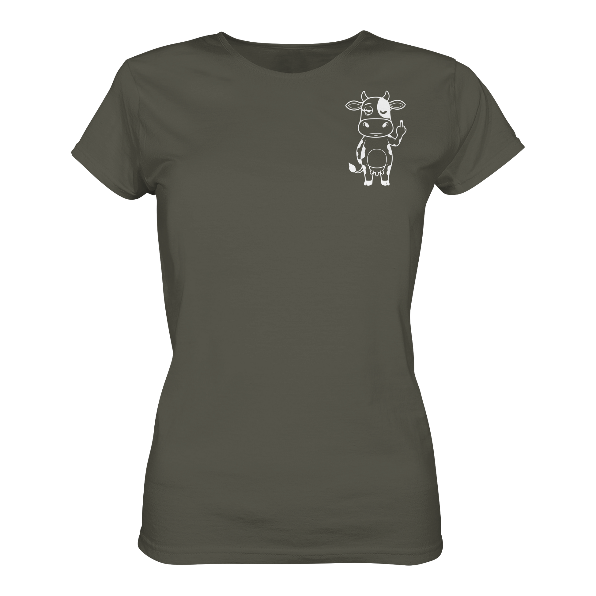 Finger Cow Statement-Print – Khaki Fitted Shirt | GÖRL Bio-Baumwolle, DTF-Druck in DE