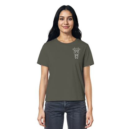 Annoyed Cow Statement-Print – Khaki Fitted Shirt | GÖRL Bio-Baumwolle, DTF-Druck in DE