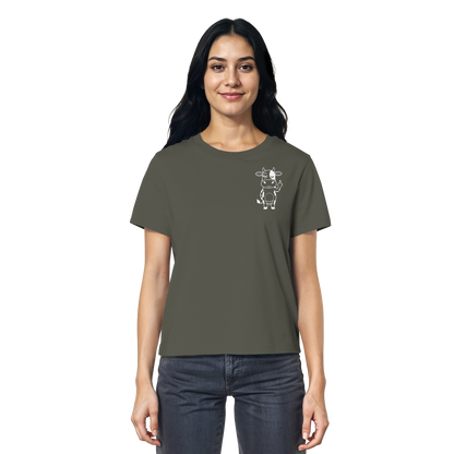 Finger Cow Statement-Print – Khaki Fitted Shirt | GÖRL Bio-Baumwolle, DTF-Druck in DE