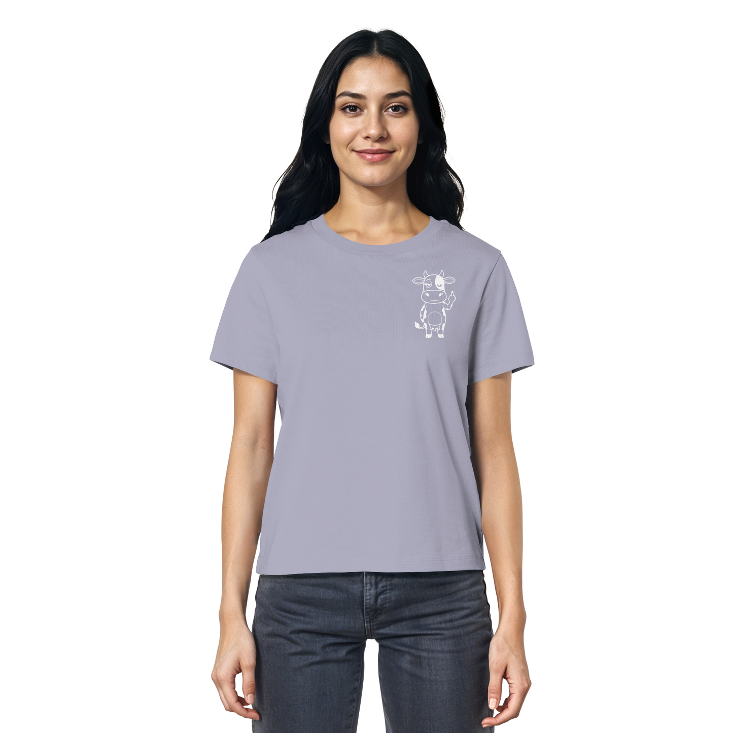 Finger Cow Statement-Print – Lavender Fitted Shirt | GÖRL Bio-Baumwolle, DTF-Druck in DE