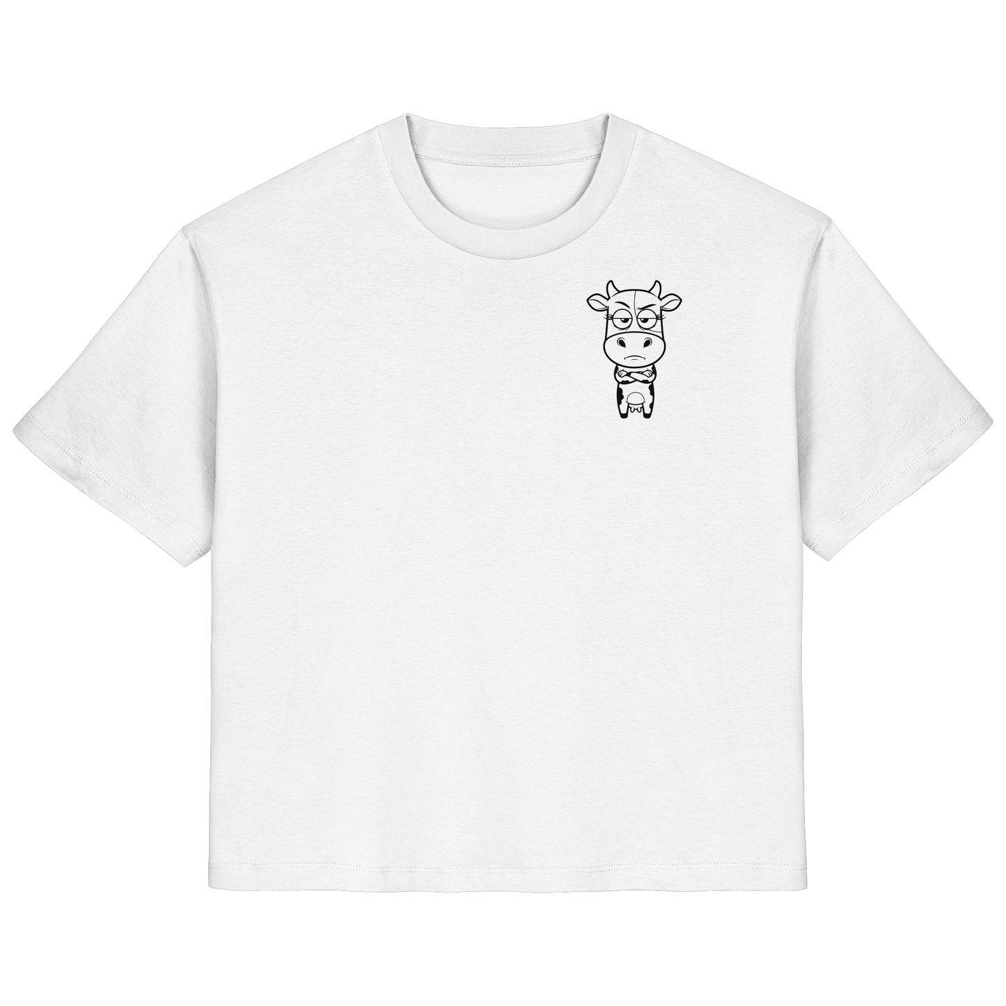 Annoyed Cow Statement-Print – Weiss Fitted Shirt | GÖRL Bio-Baumwolle, DTF-Druck in DE