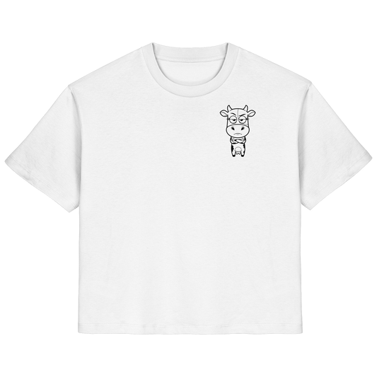 Annoyed Cow Statement-Print – Weiss Fitted Shirt | GÖRL Bio-Baumwolle, DTF-Druck in DE