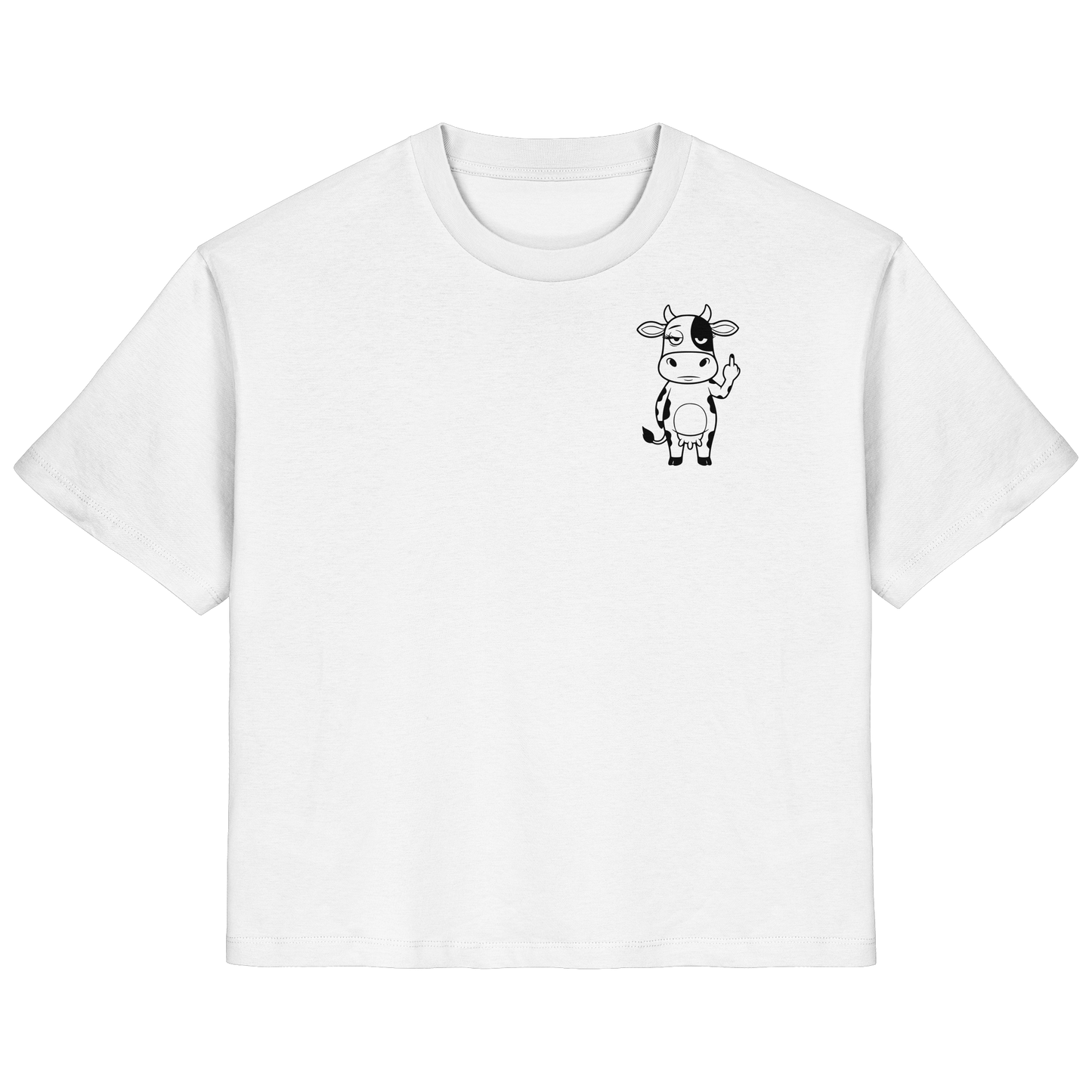 Finger Cow Statement-Print – Weiss Fitted Shirt | GÖRL Bio-Baumwolle, DTF-Druck in DE