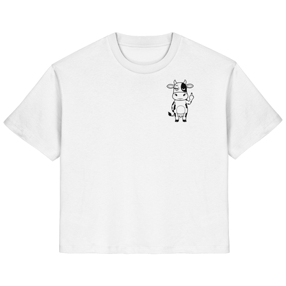 Finger Cow Statement-Print – Weiss Fitted Shirt | GÖRL Bio-Baumwolle, DTF-Druck in DE