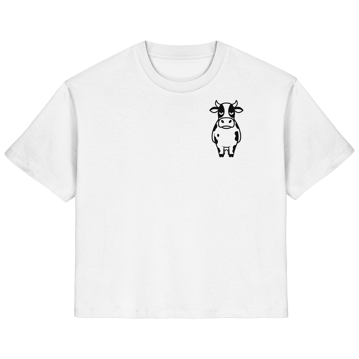 Angry Cow Statement-Print – Weiss Fitted Shirt | GÖRL Bio-Baumwolle, DTF-Druck in DE