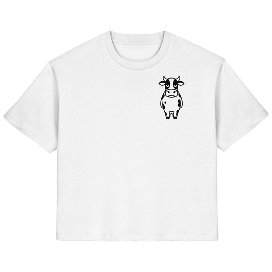 Angry Cow Statement-Print – Weiss Fitted Shirt | GÖRL Bio-Baumwolle, DTF-Druck in DE