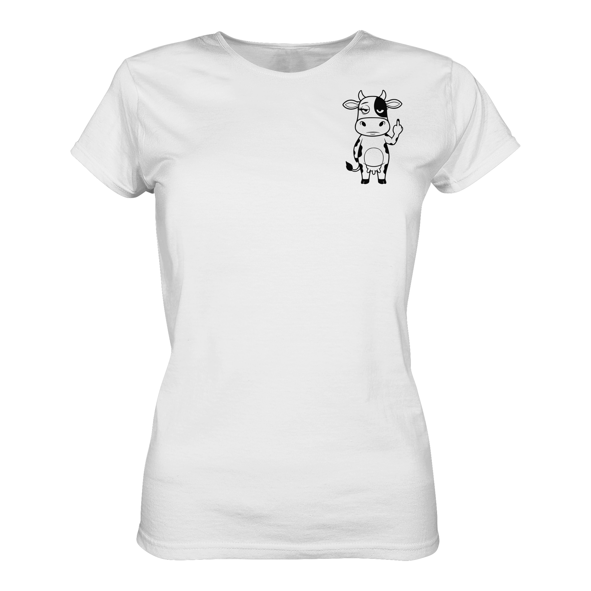 Finger Cow Statement-Print – Weiss Fitted Shirt | GÖRL Bio-Baumwolle, DTF-Druck in DE