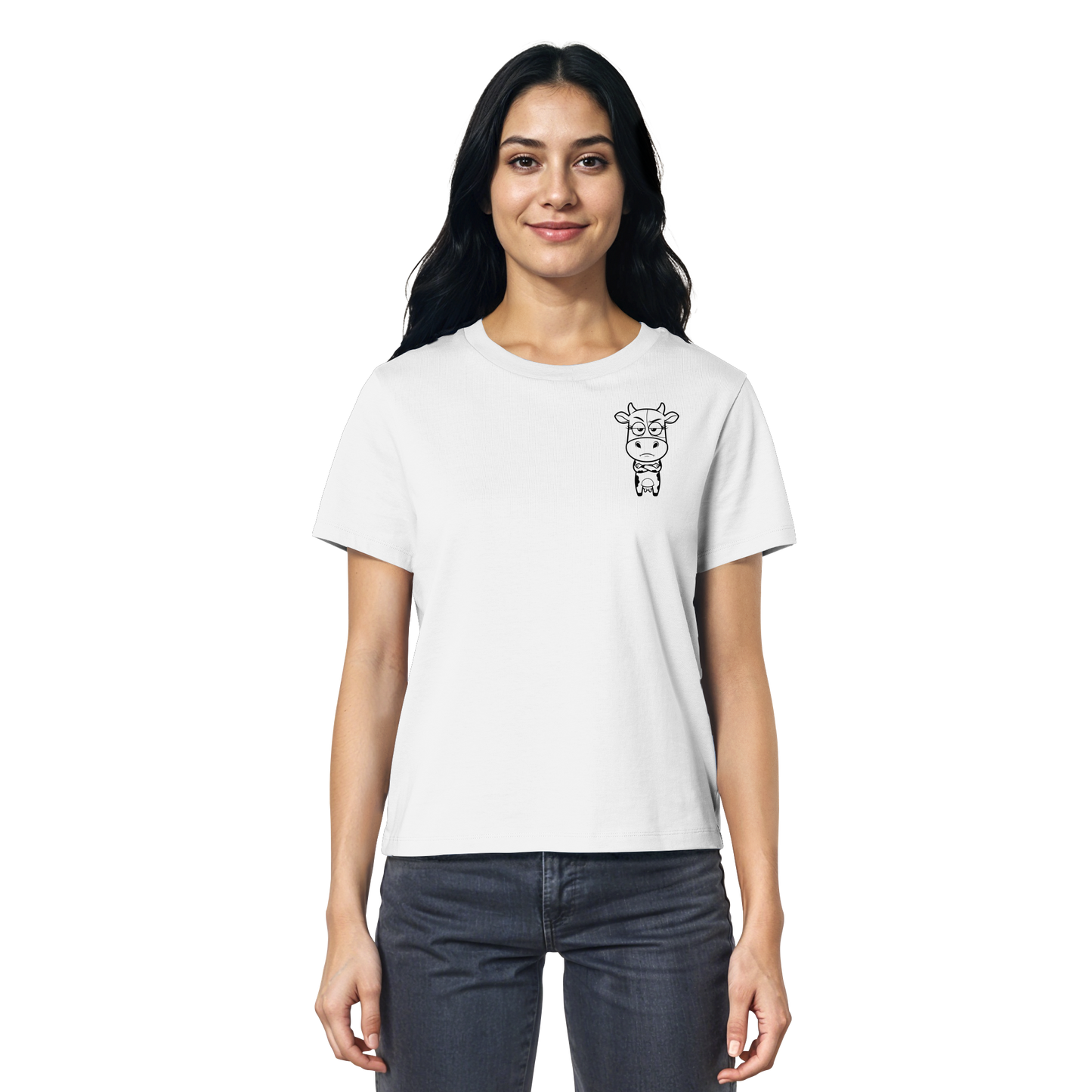 Annoyed Cow Statement-Print – Weiss Fitted Shirt | GÖRL Bio-Baumwolle, DTF-Druck in DE