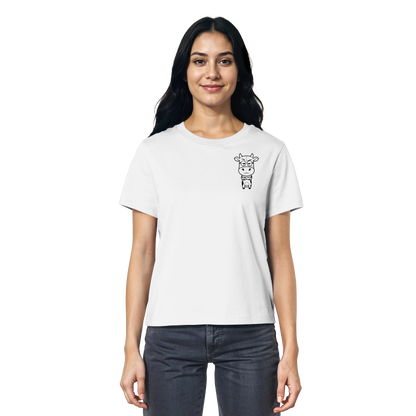 Annoyed Cow Statement-Print – Weiss Fitted Shirt | GÖRL Bio-Baumwolle, DTF-Druck in DE