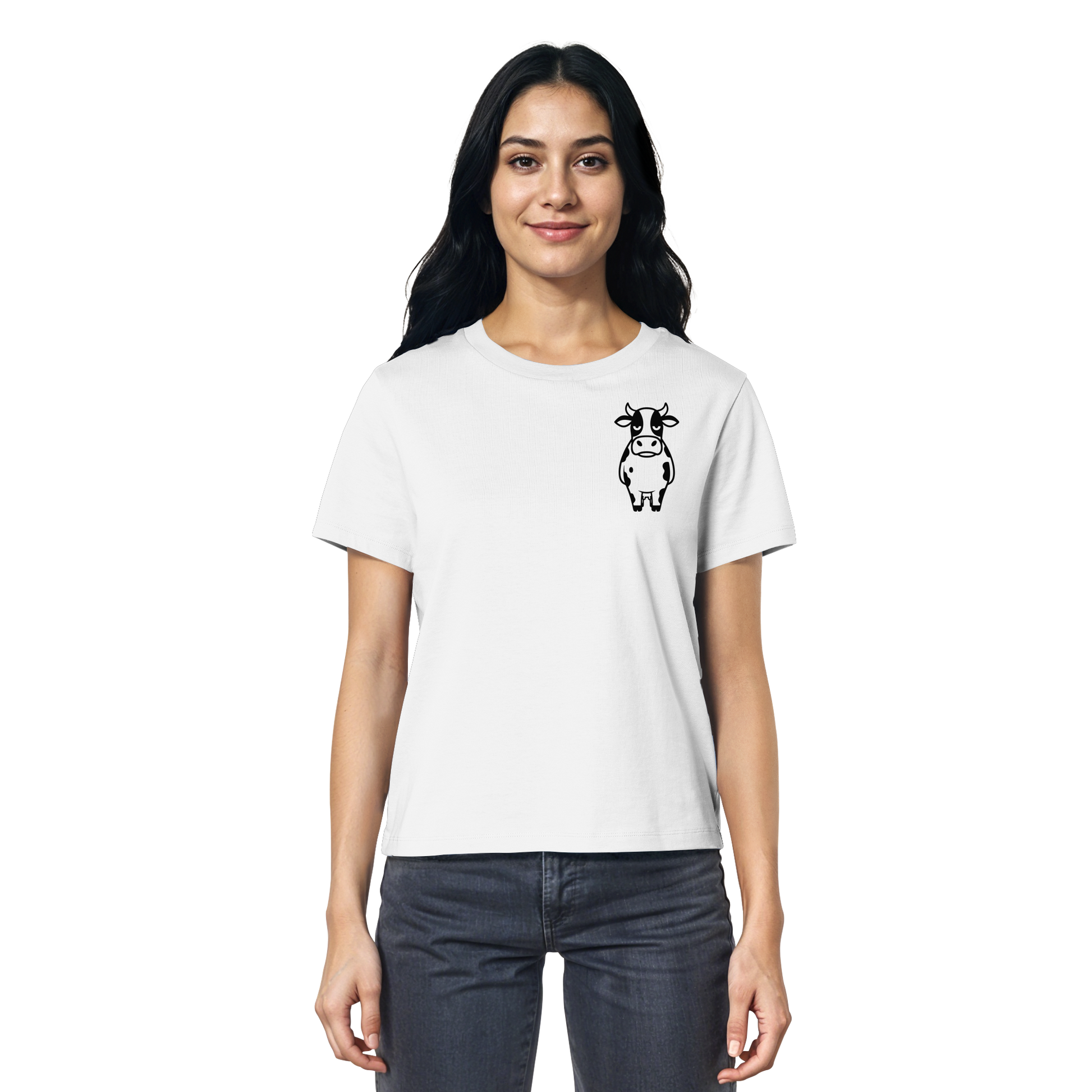 Angry Cow Statement-Print – Weiss Fitted Shirt | GÖRL Bio-Baumwolle, DTF-Druck in DE