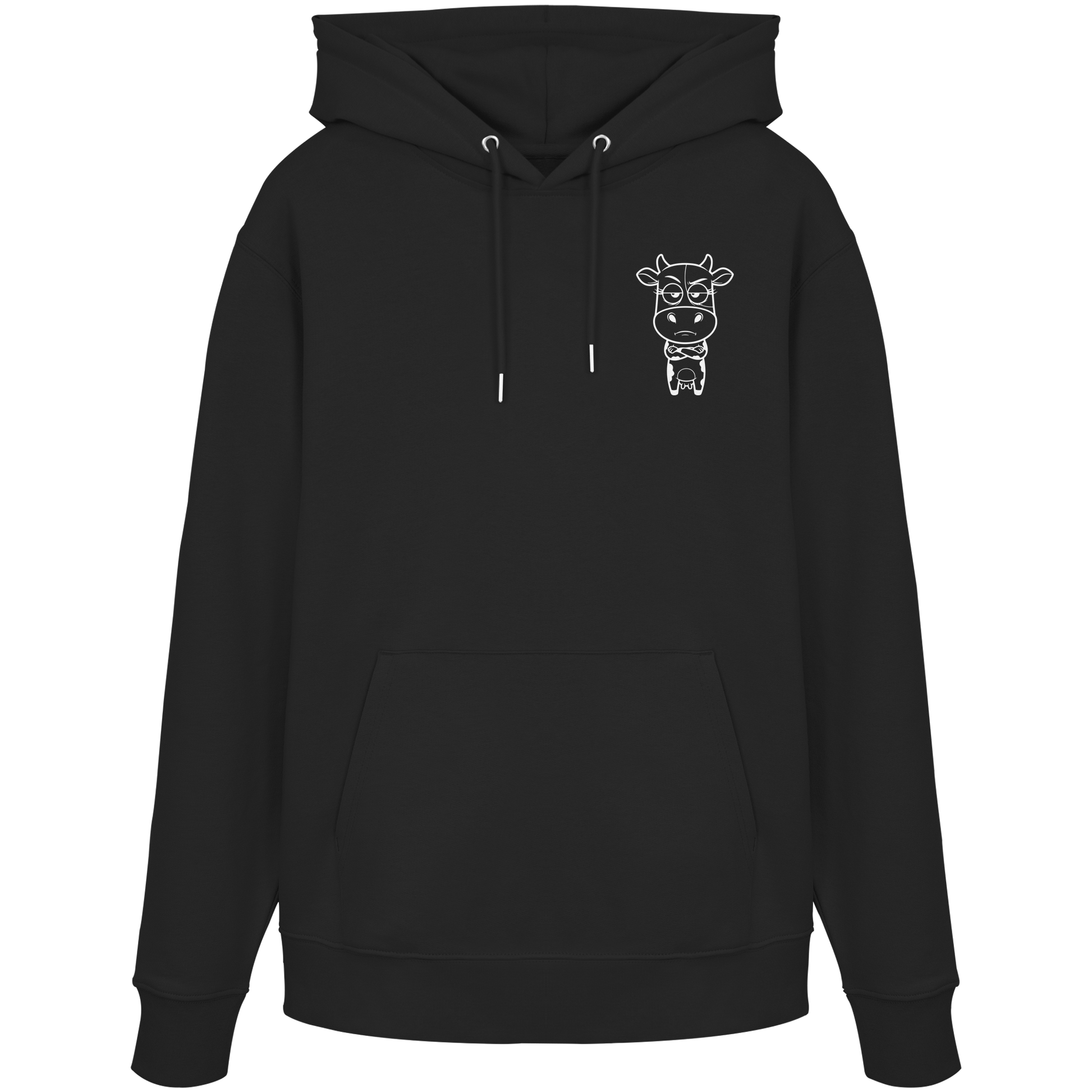 Annoyed Cow Statement-Print – Schwarz Hoodie | GÖRL Bio-Baumwolle, DTF-Druck in DE