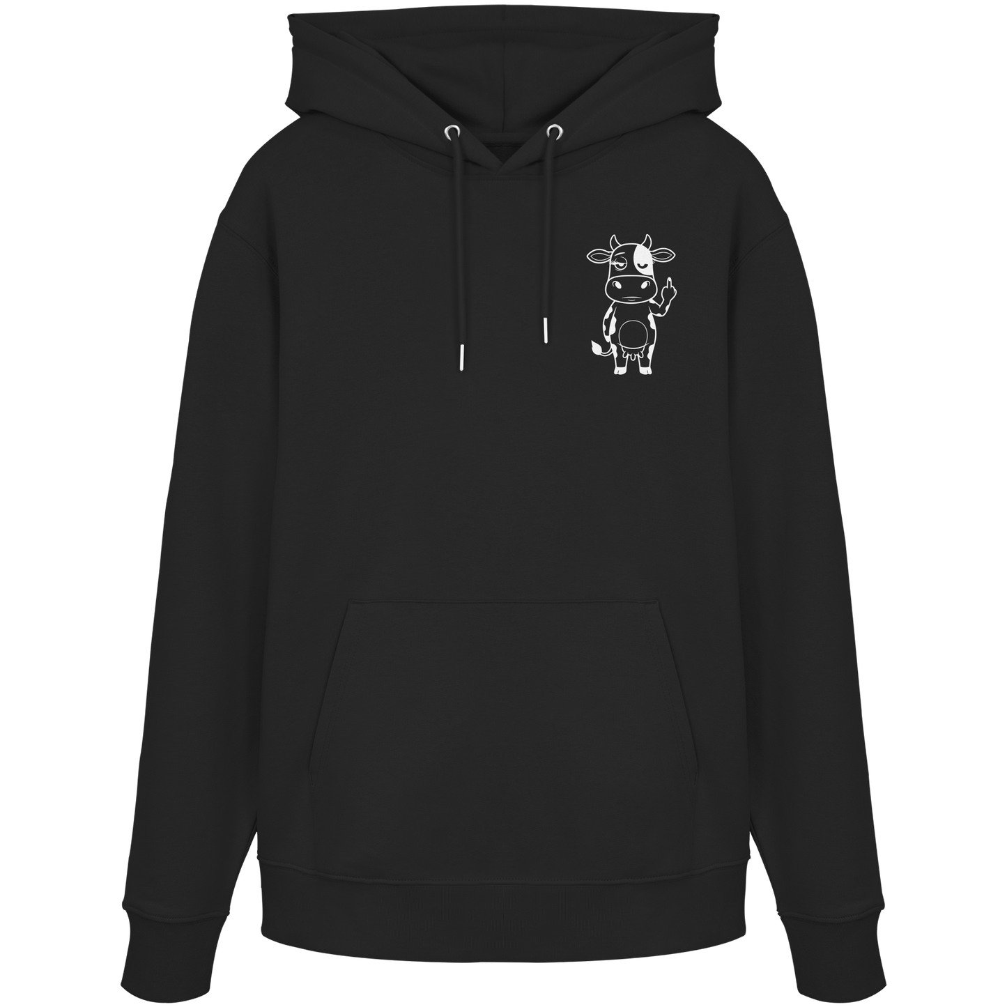 Finger Cow Statement-Print – Schwarz Hoodie | GÖRL Bio-Baumwolle, DTF-Druck in DE