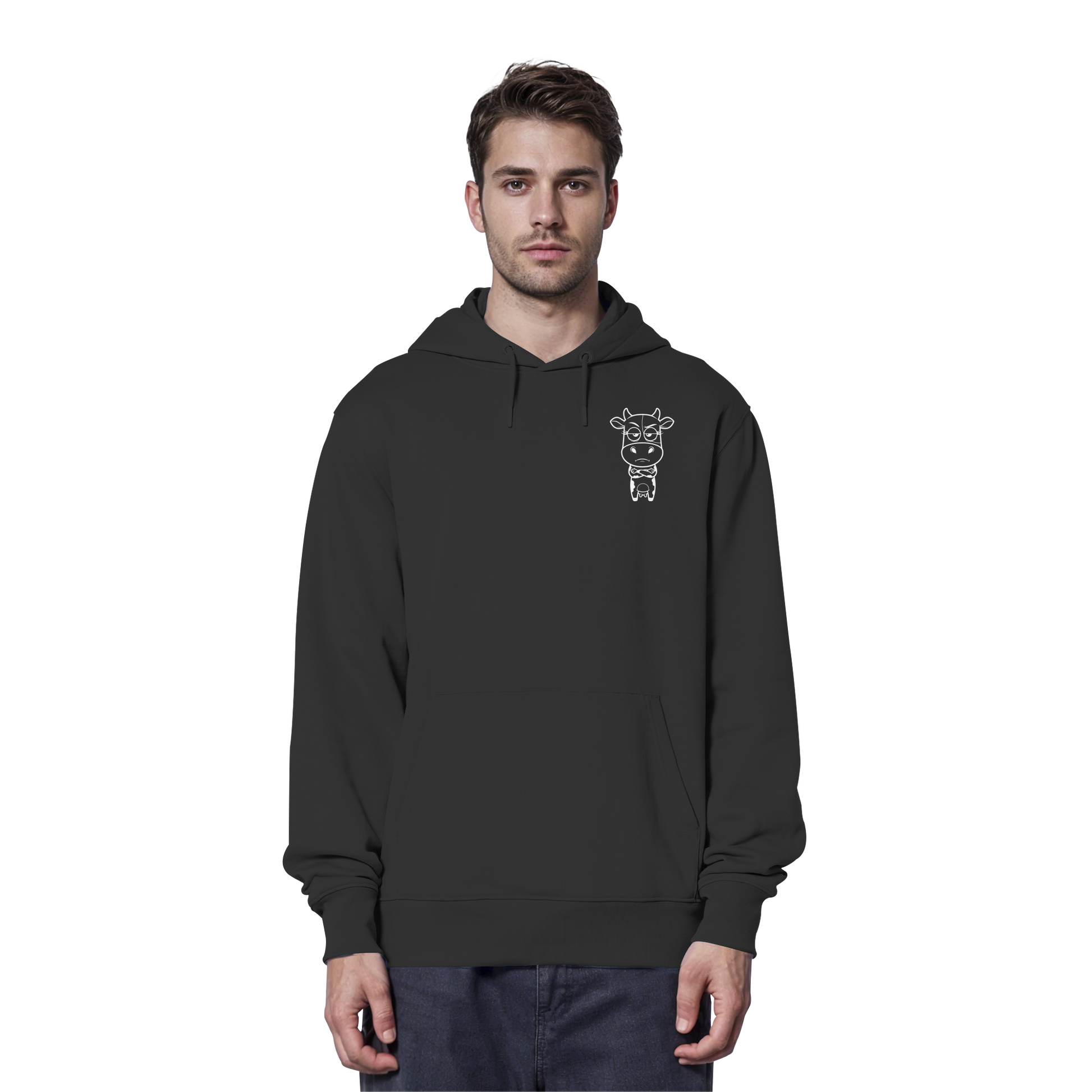 Annoyed Cow Statement-Print – Schwarz Hoodie | GÖRL Bio-Baumwolle, DTF-Druck in DE