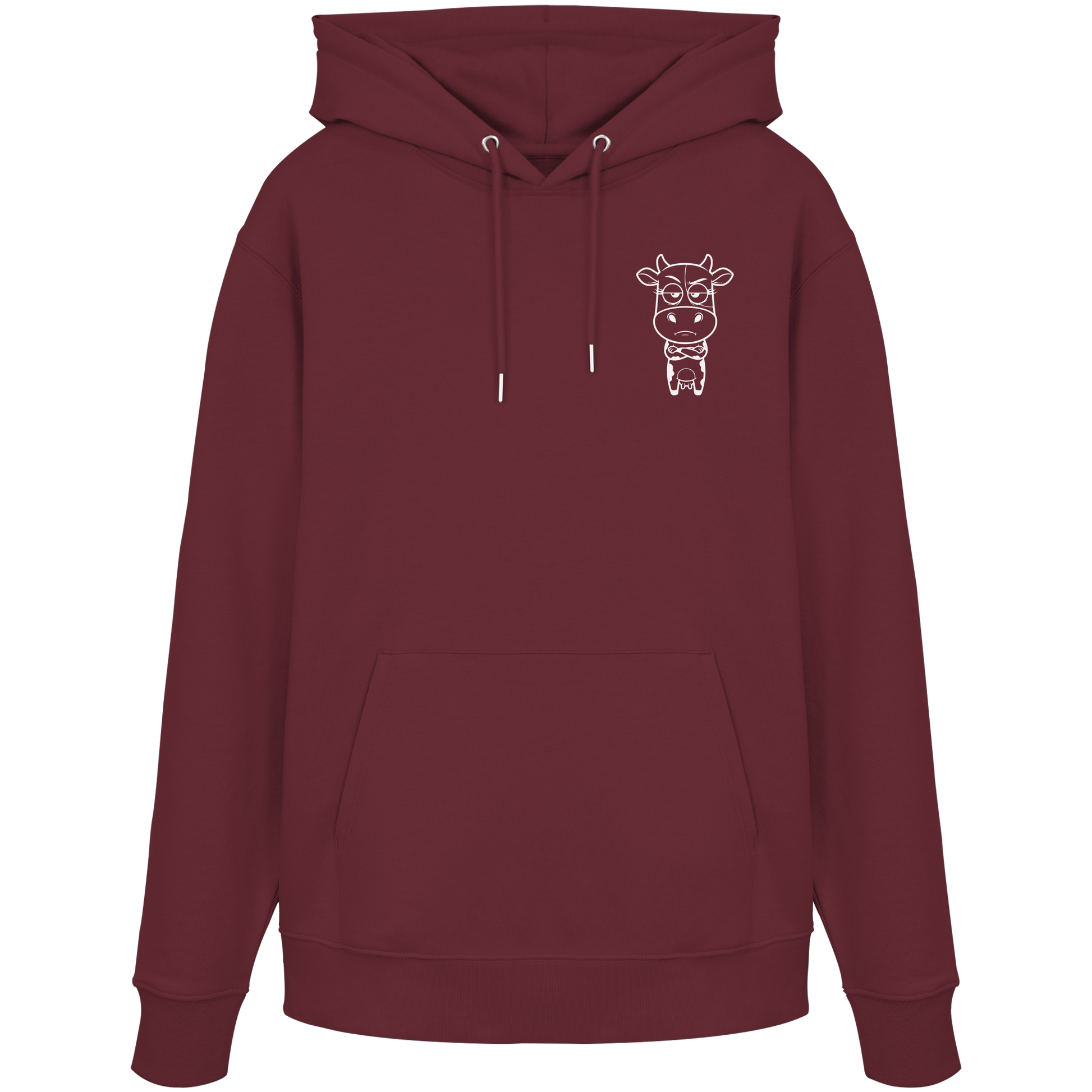 Annoyed Cow Statement-Print – Burgundy Hoodie | GÖRL Bio-Baumwolle, DTF-Druck in DE