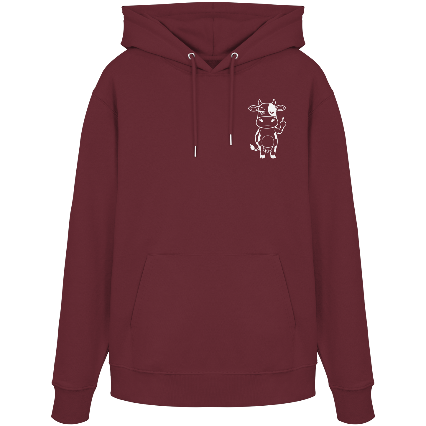 Finger Cow Statement-Print – Burgundy Hoodie | GÖRL Bio-Baumwolle, DTF-Druck in DE