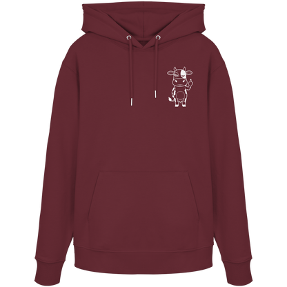 Finger Cow Statement-Print – Burgundy Hoodie | GÖRL Bio-Baumwolle, DTF-Druck in DE