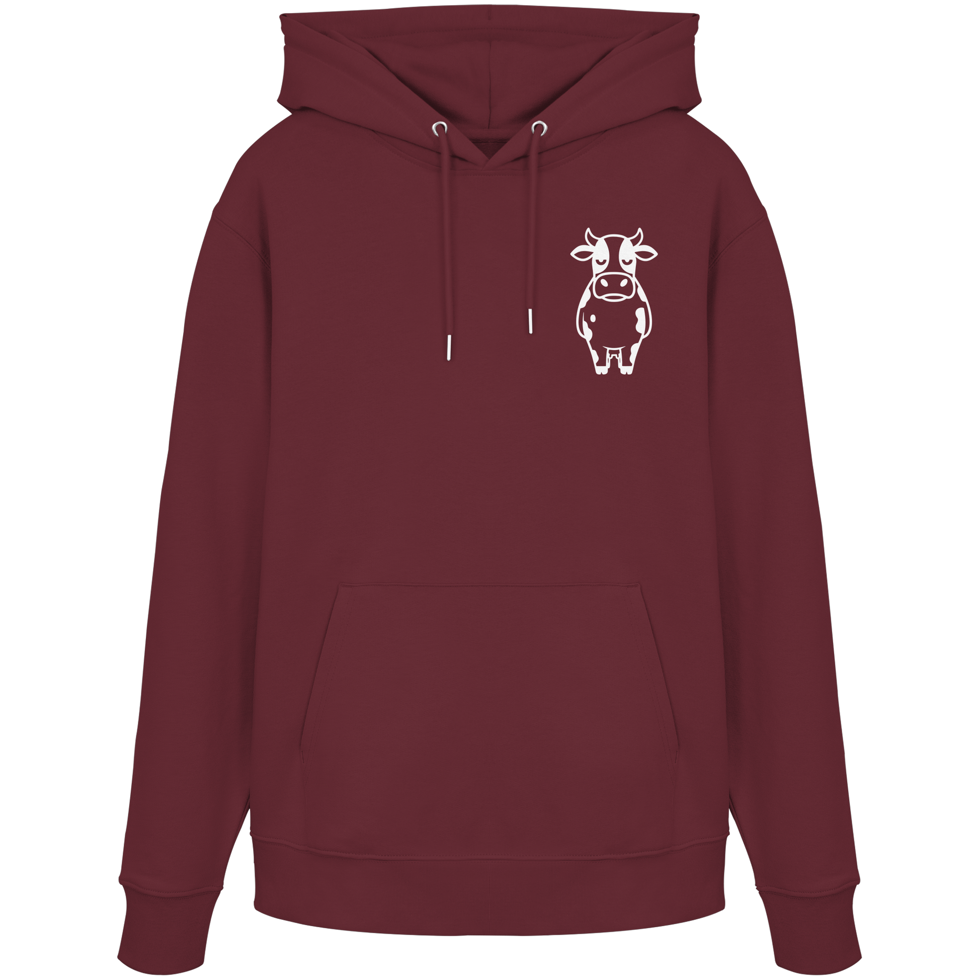 Angry Cow Statement-Print – Burgundy Hoodie | GÖRL Bio-Baumwolle, DTF-Druck in DE