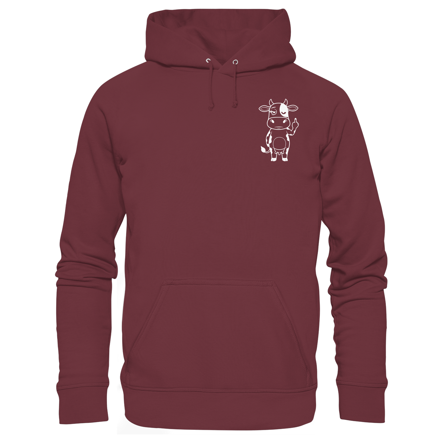 Finger Cow Statement-Print – Burgundy Hoodie | GÖRL Bio-Baumwolle, DTF-Druck in DE