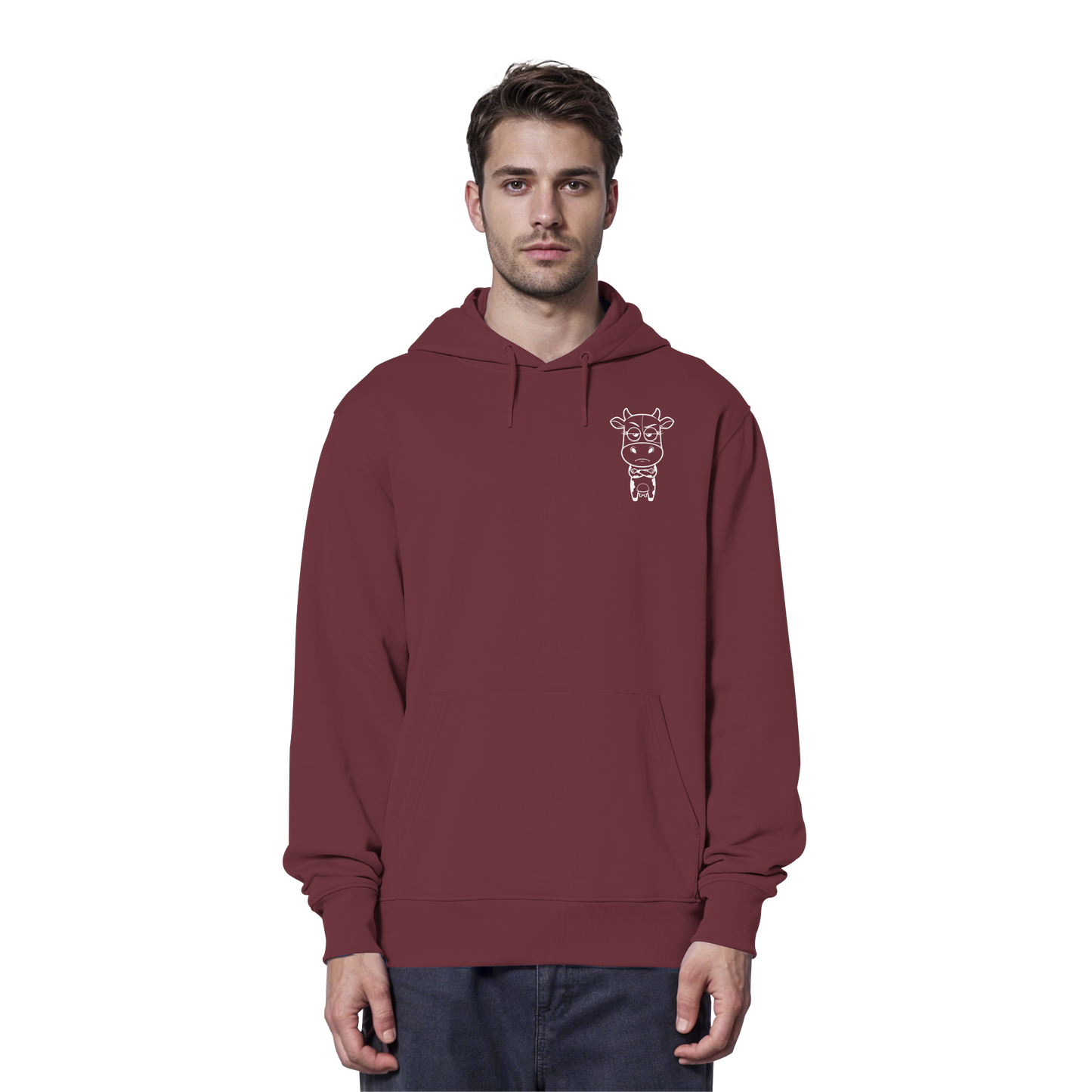 Annoyed Cow Statement-Print – Burgundy Hoodie | GÖRL Bio-Baumwolle, DTF-Druck in DE