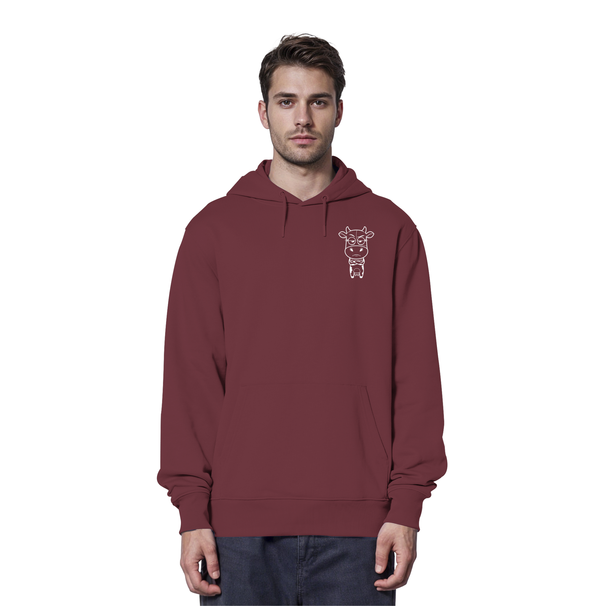 Annoyed Cow Statement-Print – Burgundy Hoodie | GÖRL Bio-Baumwolle, DTF-Druck in DE