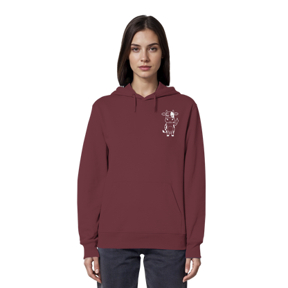 Finger Cow Statement-Print – Burgundy Hoodie | GÖRL Bio-Baumwolle, DTF-Druck in DE