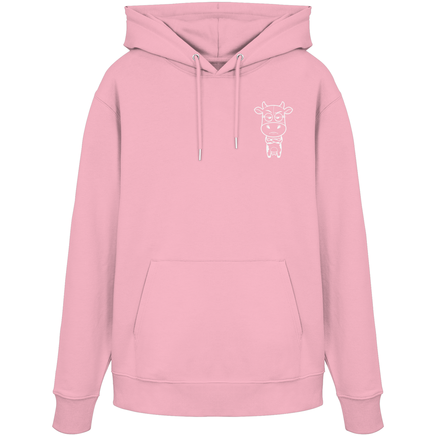 Annoyed Cow Statement-Print – Cotton Pink Hoodie | GÖRL Bio-Baumwolle, DTF-Druck in DE