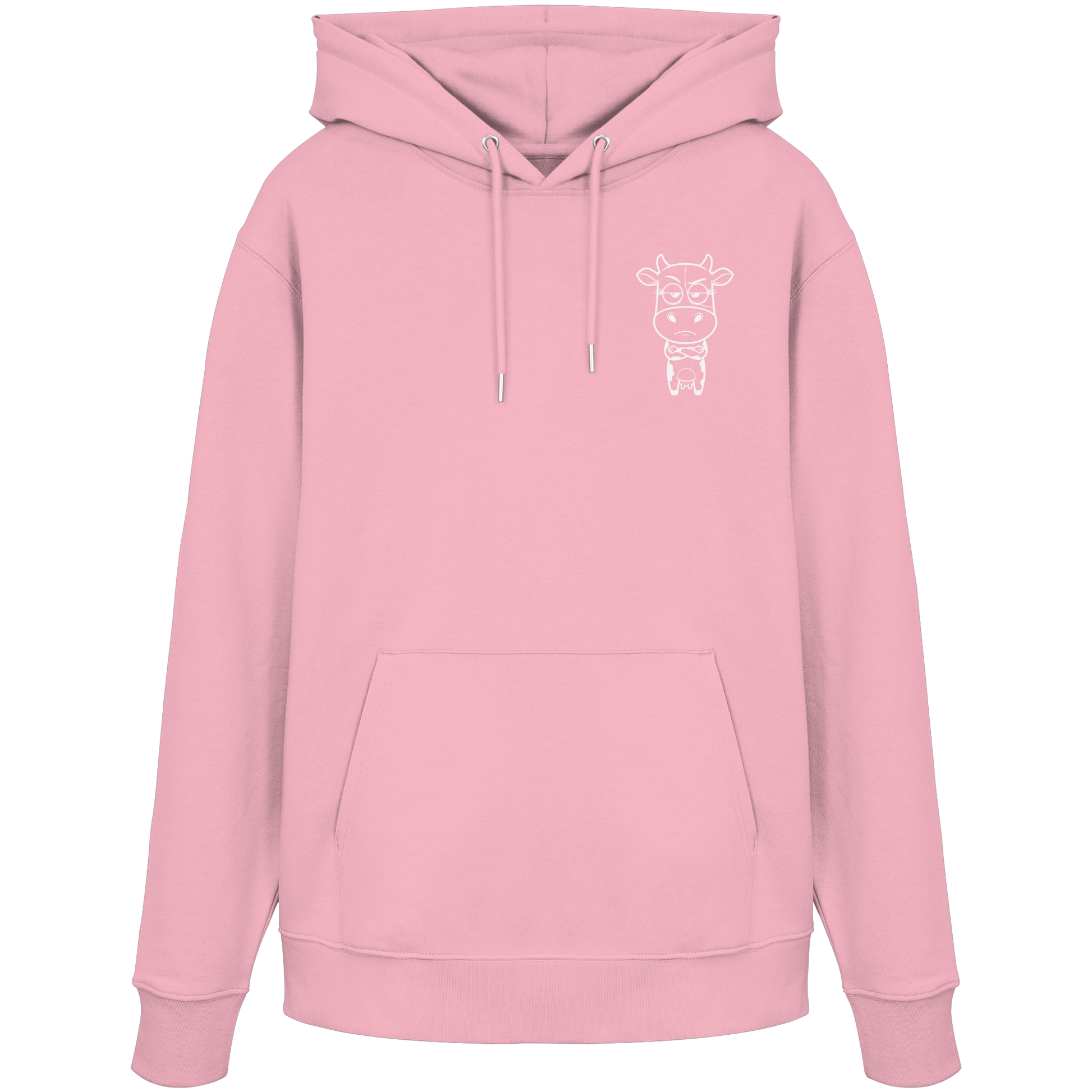 Annoyed Cow Statement-Print – Cotton Pink Hoodie | GÖRL Bio-Baumwolle, DTF-Druck in DE