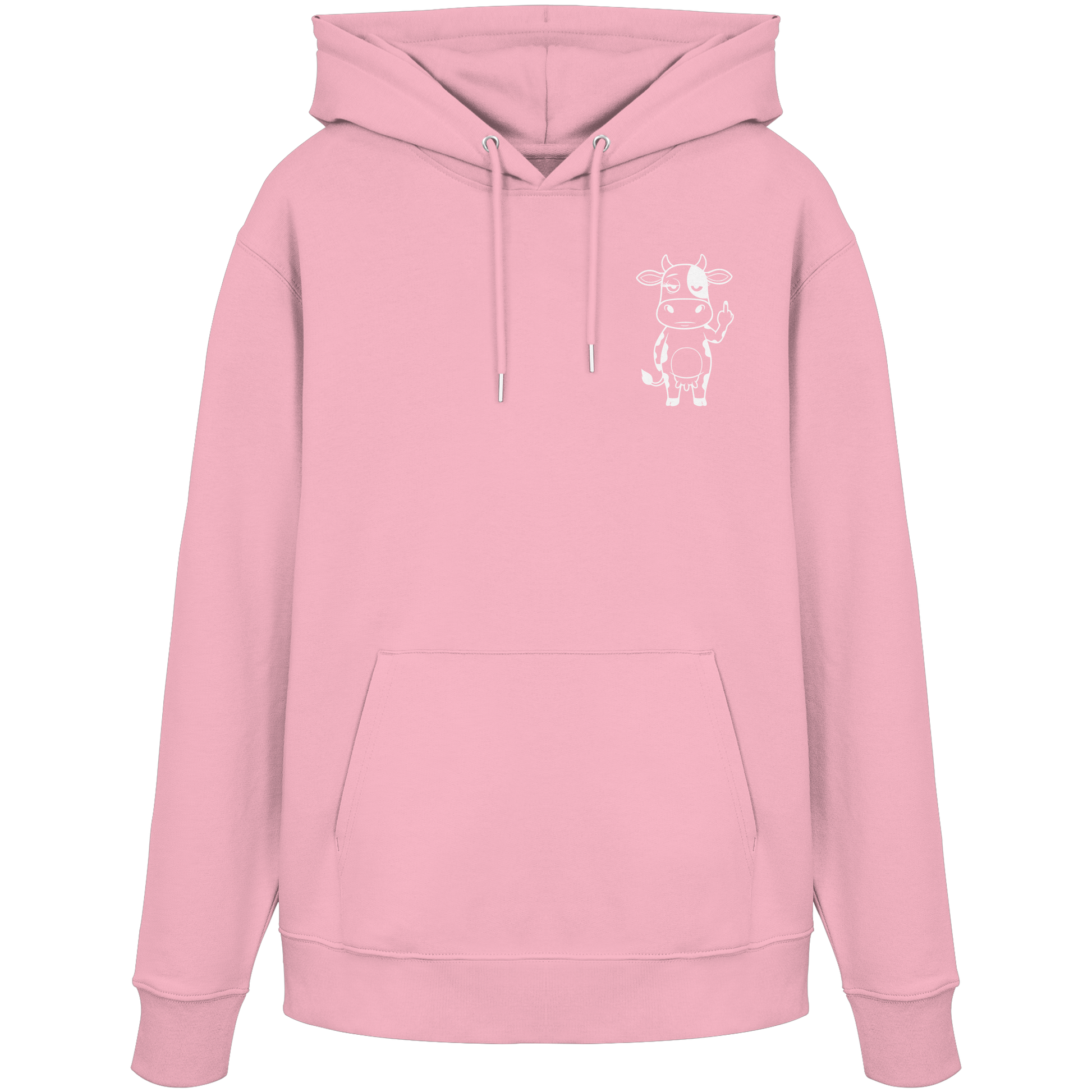 Finger Cow Statement-Print – Cotton Pink Hoodie | GÖRL Bio-Baumwolle, DTF-Druck in DE