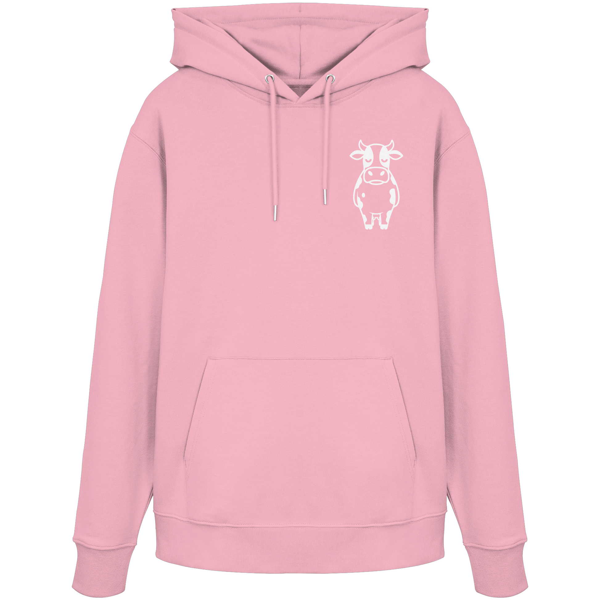 Angry Cow Statement-Print – Cotton Pink Hoodie | GÖRL Bio-Baumwolle, DTF-Druck in DE