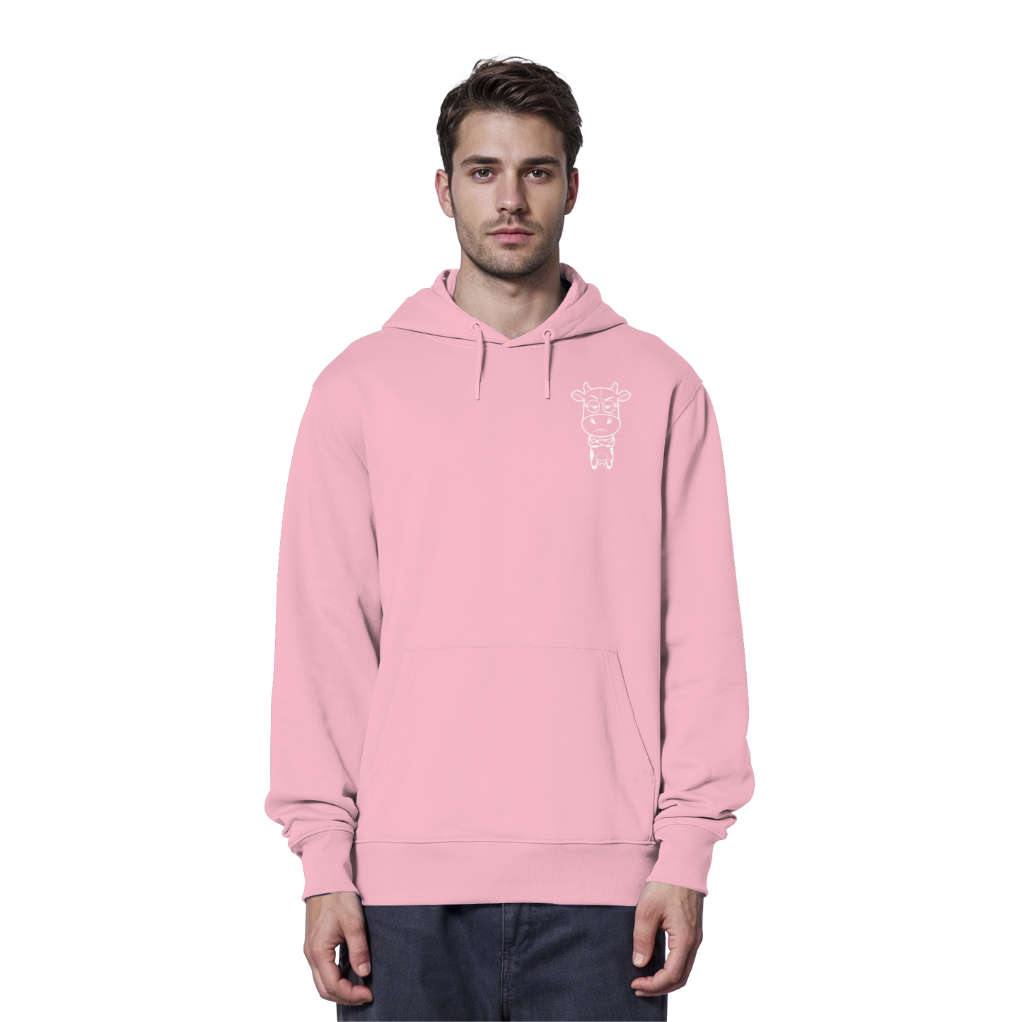 Annoyed Cow Statement-Print – Cotton Pink Hoodie | GÖRL Bio-Baumwolle, DTF-Druck in DE