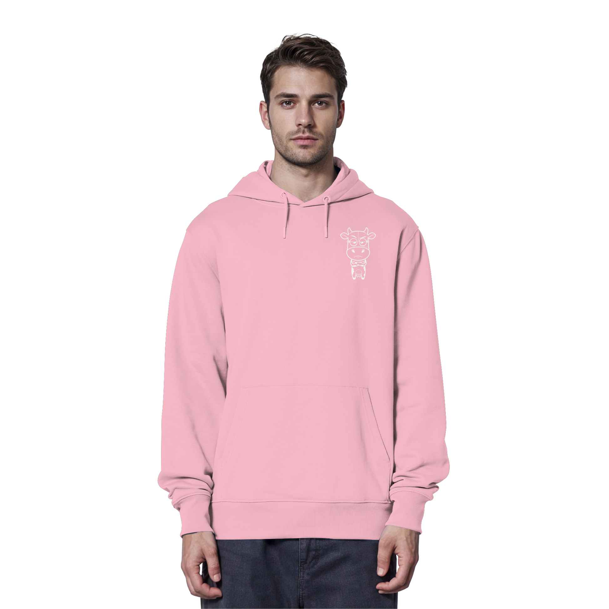 Annoyed Cow Statement-Print – Cotton Pink Hoodie | GÖRL Bio-Baumwolle, DTF-Druck in DE
