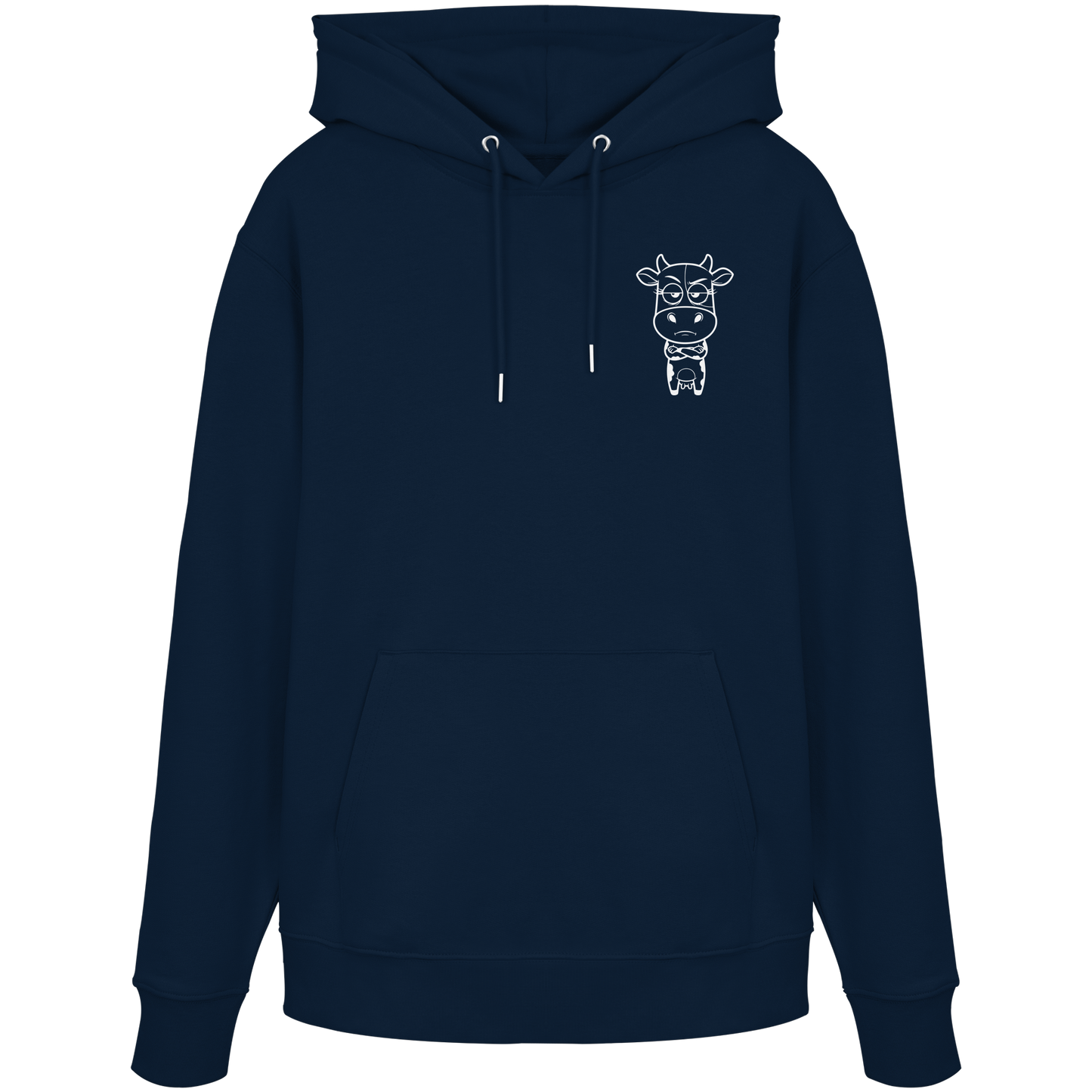 Annoyed Cow Statement-Print – French Navy Hoodie | GÖRL Bio-Baumwolle, DTF-Druck in DE