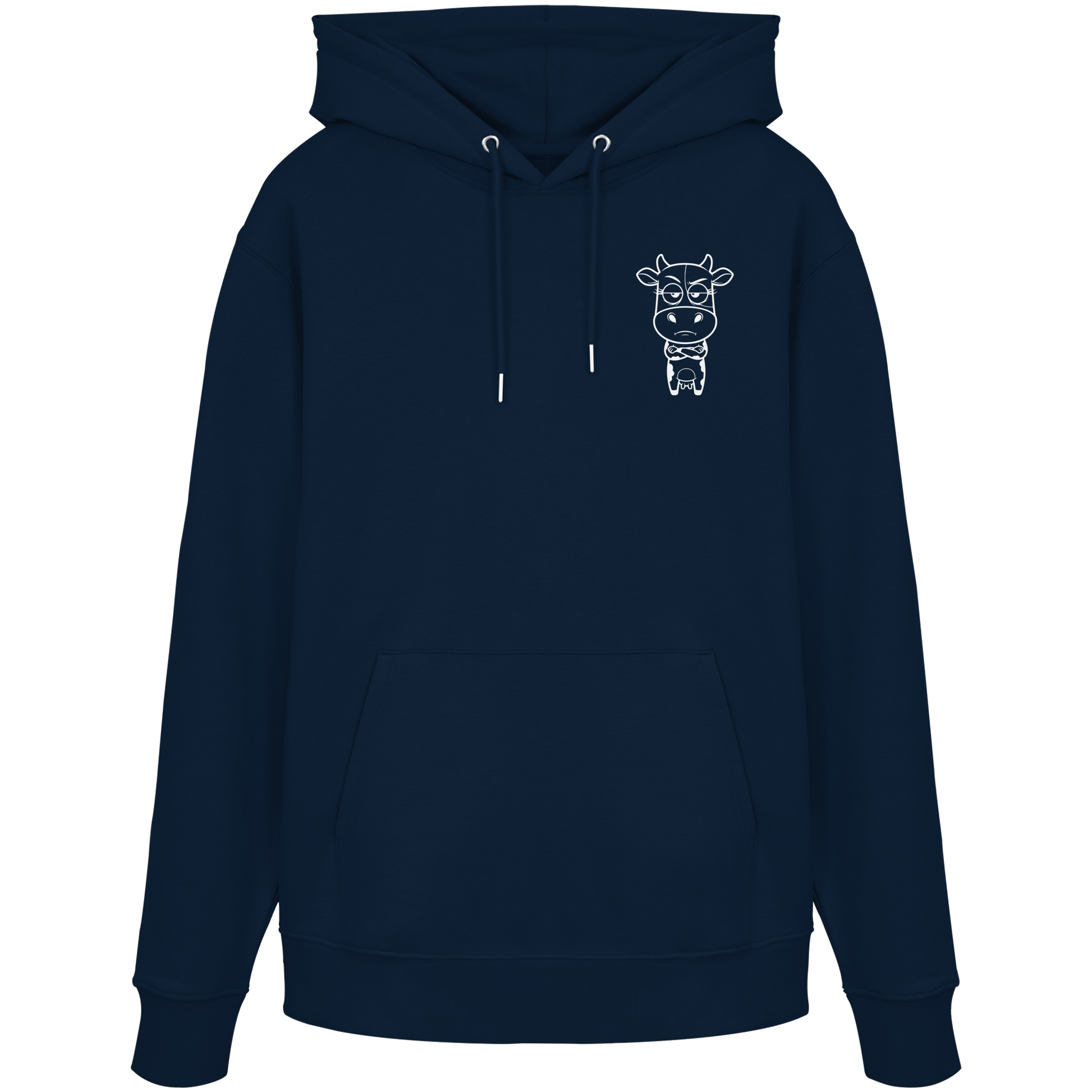 Annoyed Cow Statement-Print – French Navy Hoodie | GÖRL Bio-Baumwolle, DTF-Druck in DE