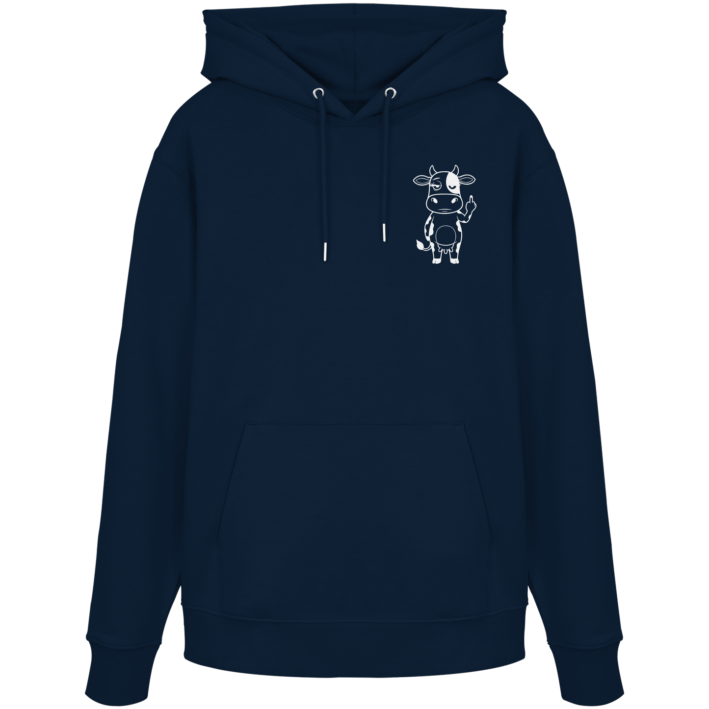 Finger Cow Statement-Print – French Navy Hoodie | GÖRL Bio-Baumwolle, DTF-Druck in DE
