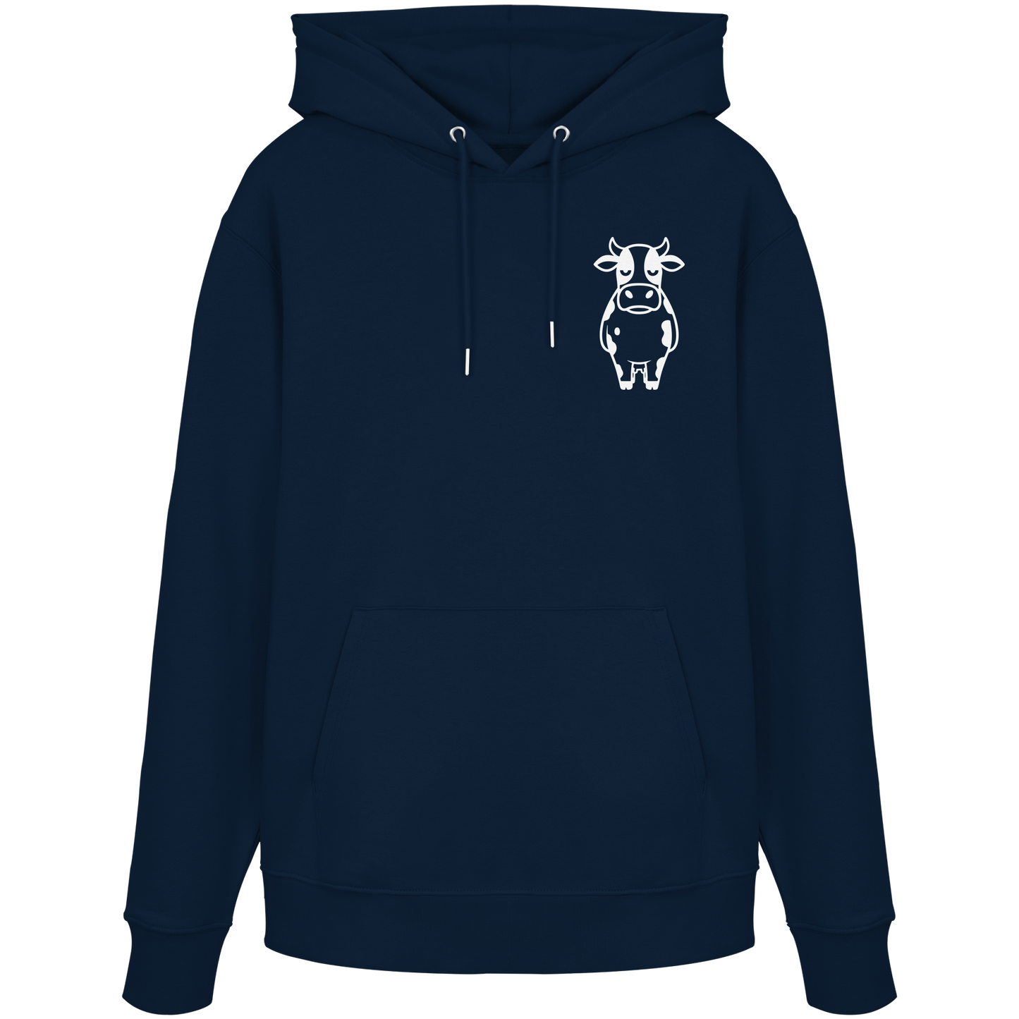 Angry Cow Statement-Print – French Navy Hoodie | GÖRL Bio-Baumwolle, DTF-Druck in DE