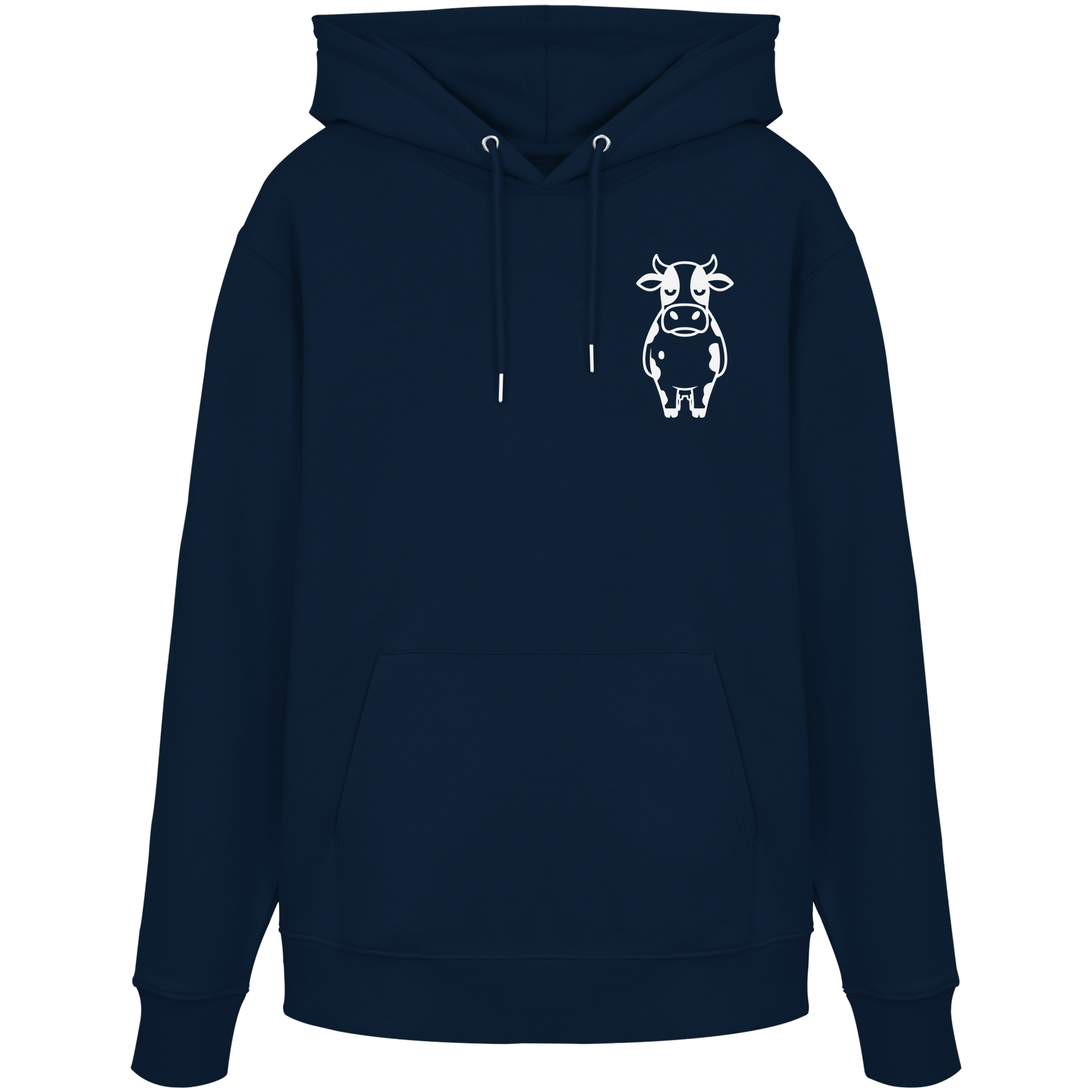 Angry Cow Statement-Print – French Navy Hoodie | GÖRL Bio-Baumwolle, DTF-Druck in DE