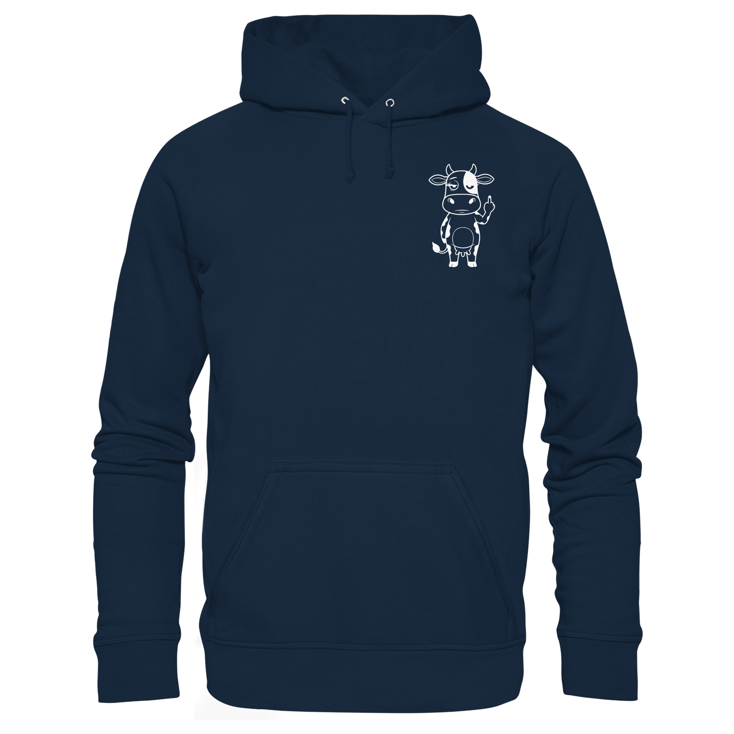 Finger Cow Statement-Print – French Navy Hoodie | GÖRL Bio-Baumwolle, DTF-Druck in DE