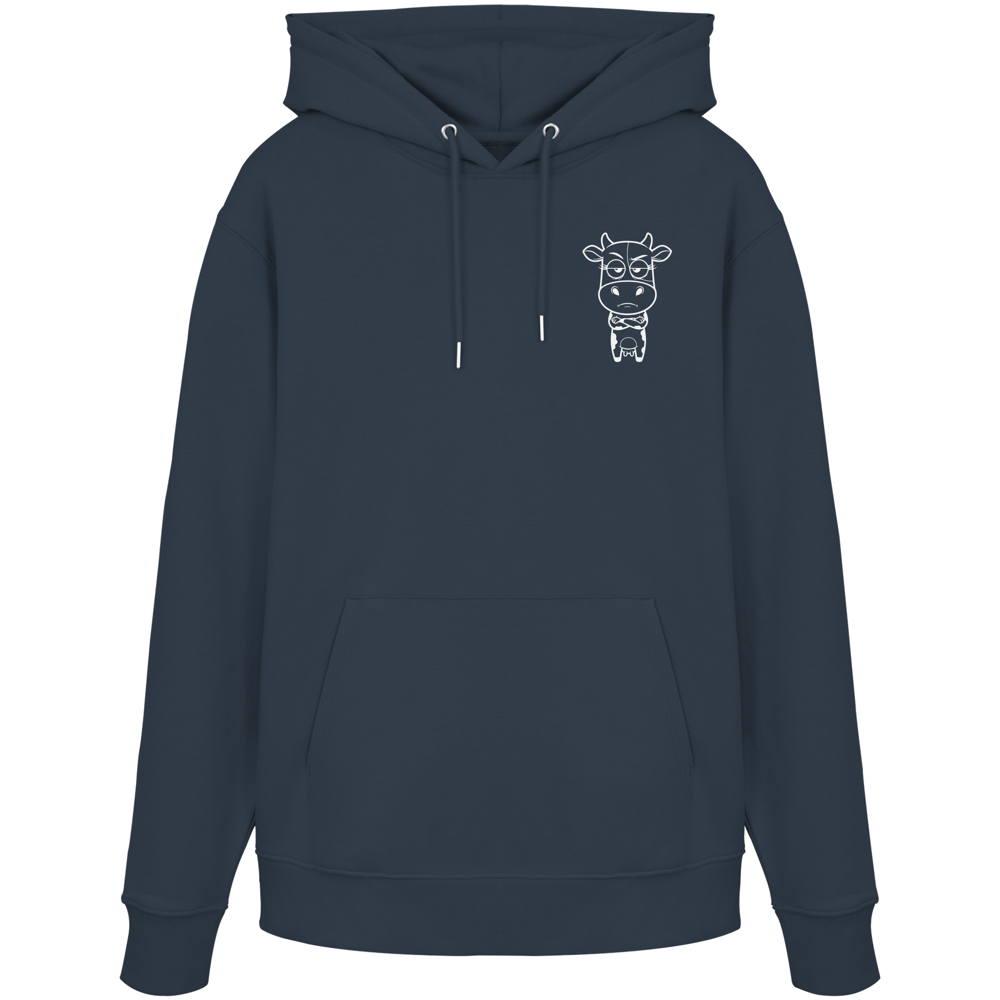 Annoyed Cow Statement-Print – India Ink Grey Hoodie | GÖRL Bio-Baumwolle, DTF-Druck in DE