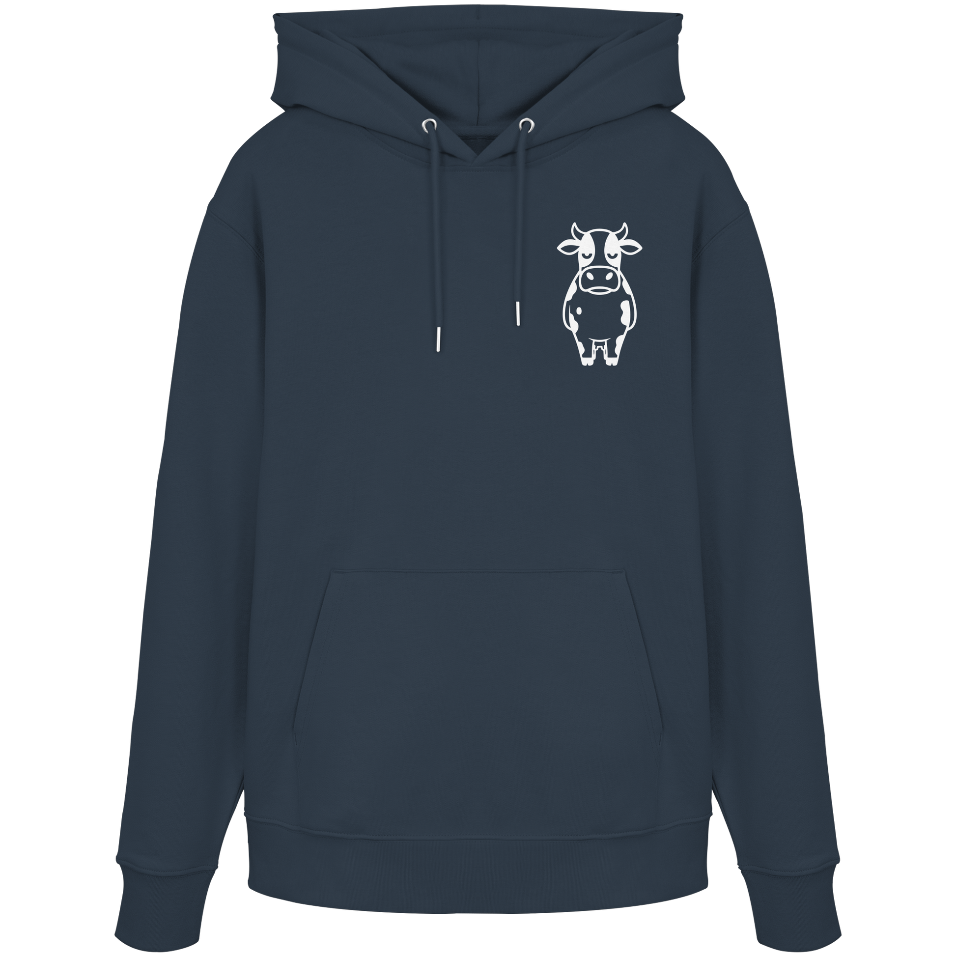 Angry Cow Statement-Print – India Ink Grey Hoodie | GÖRL Bio-Baumwolle, DTF-Druck in DE