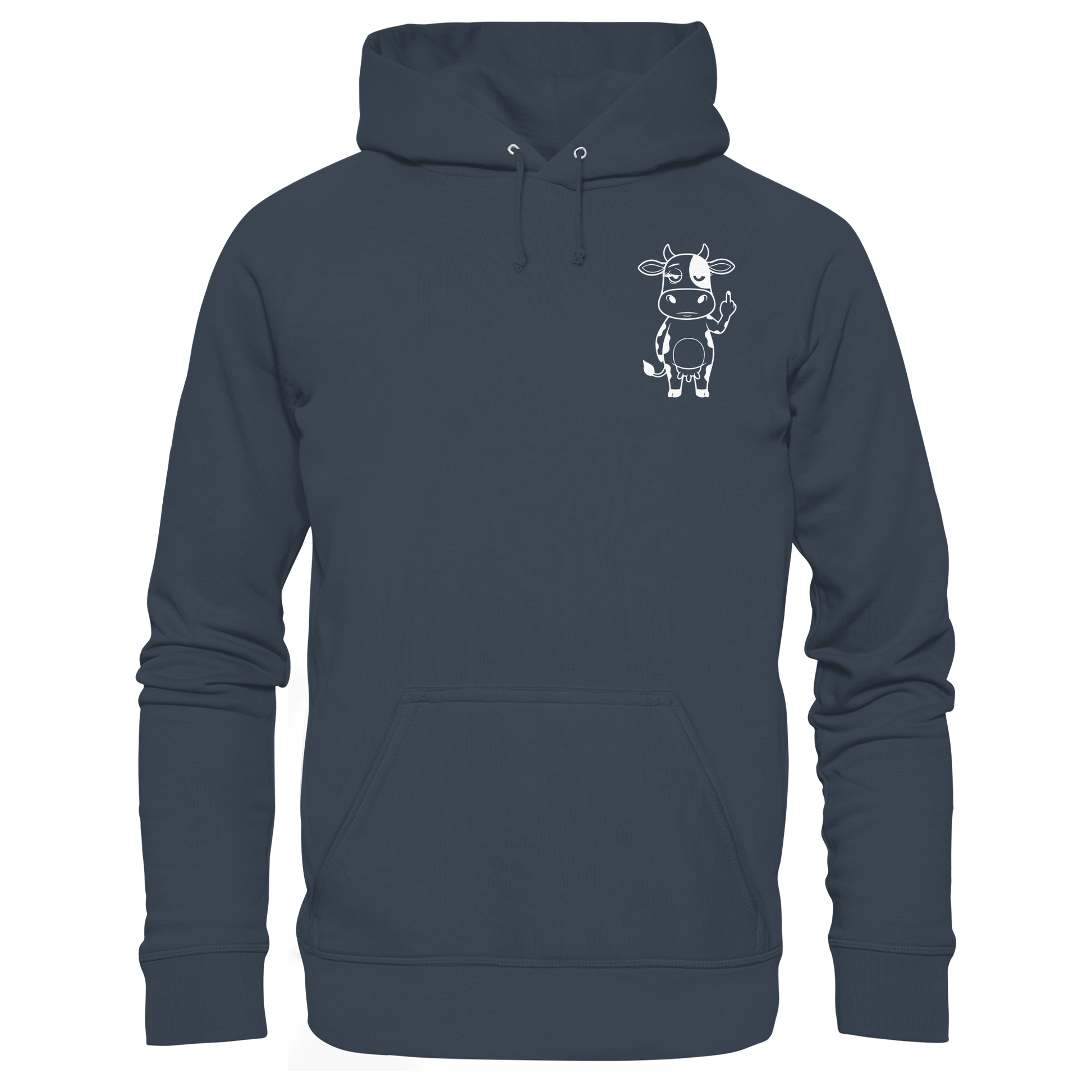 Finger Cow Statement-Print – India Ink Grey Hoodie | GÖRL Bio-Baumwolle, DTF-Druck in DE