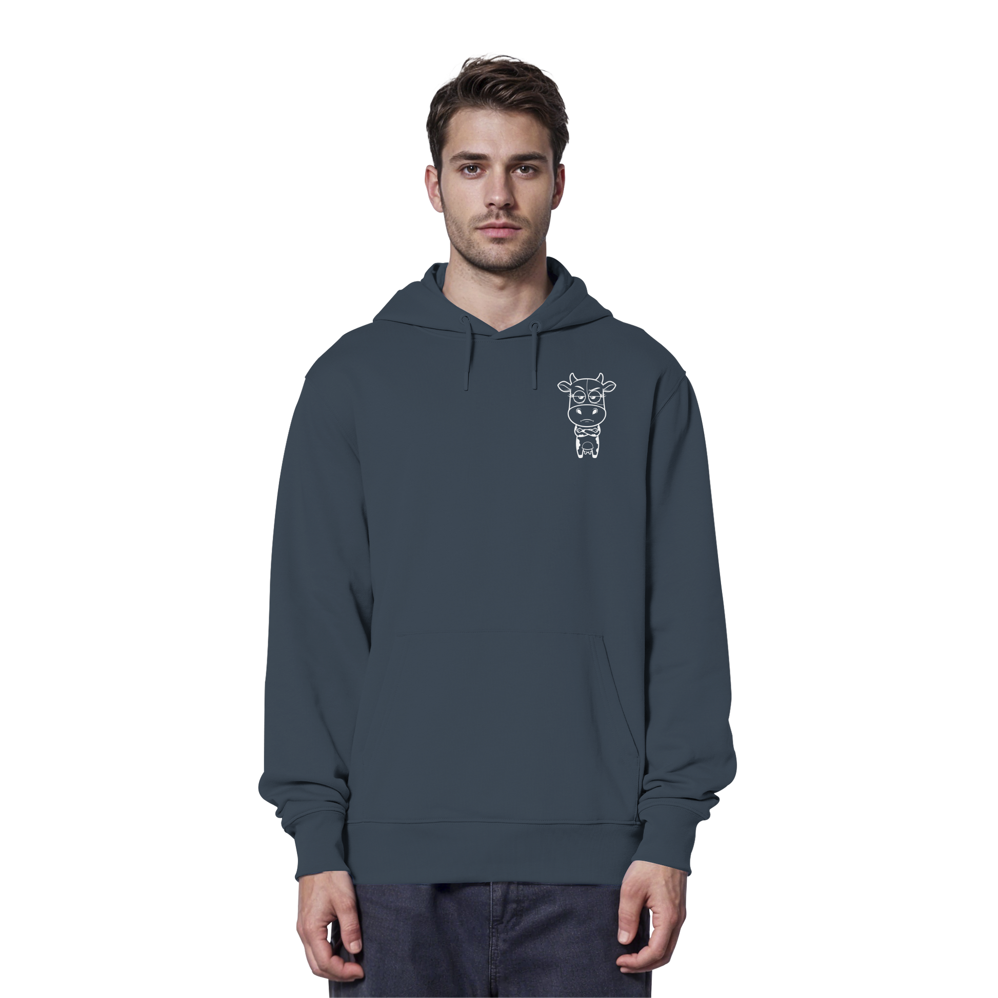 Annoyed Cow Statement-Print – India Ink Grey Hoodie | GÖRL Bio-Baumwolle, DTF-Druck in DE