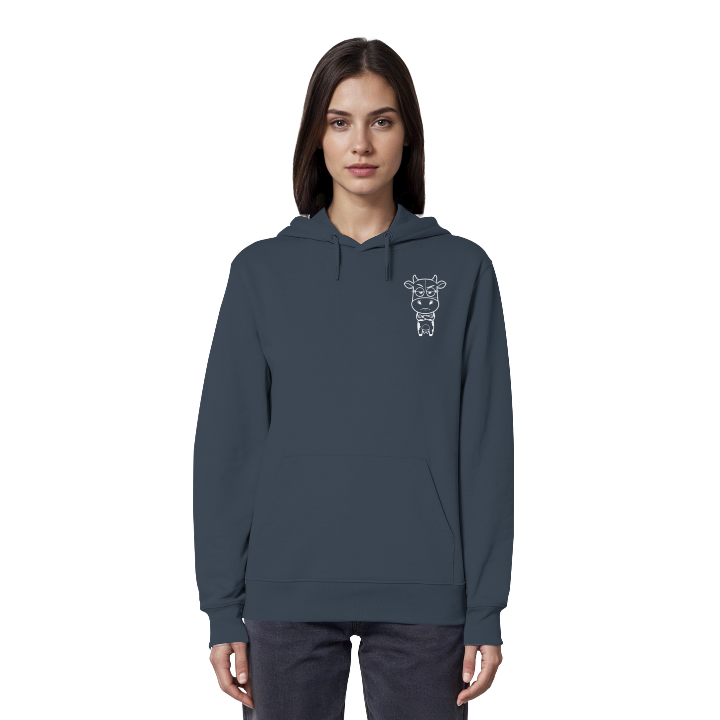 Annoyed Cow Statement-Print – India Ink Grey Hoodie | GÖRL Bio-Baumwolle, DTF-Druck in DE