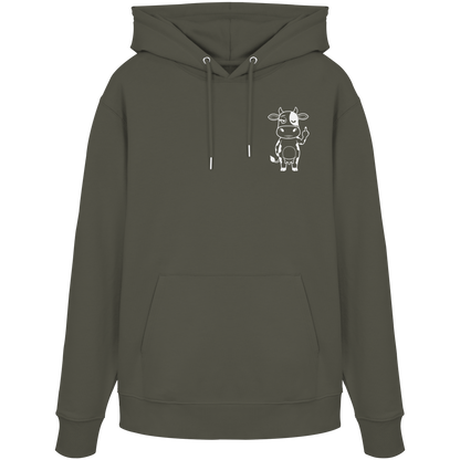 Finger Cow Statement-Print – Khaki Hoodie | GÖRL Bio-Baumwolle, DTF-Druck in DE
