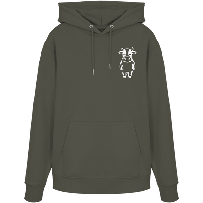 Angry Cow Statement-Print – Khaki Hoodie | GÖRL Bio-Baumwolle, DTF-Druck in DE