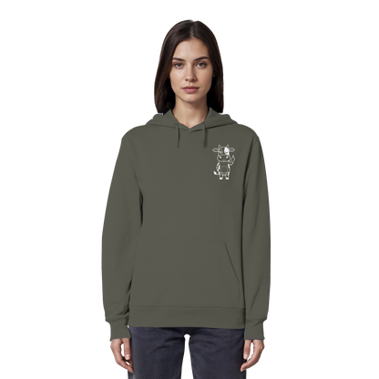 Finger Cow Statement-Print – Khaki Hoodie | GÖRL Bio-Baumwolle, DTF-Druck in DE