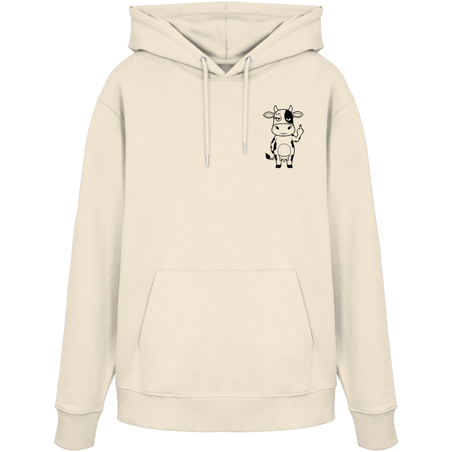 Finger Cow Statement-Print – Natural Raw Hoodie | GÖRL Bio-Baumwolle, DTF-Druck in DE