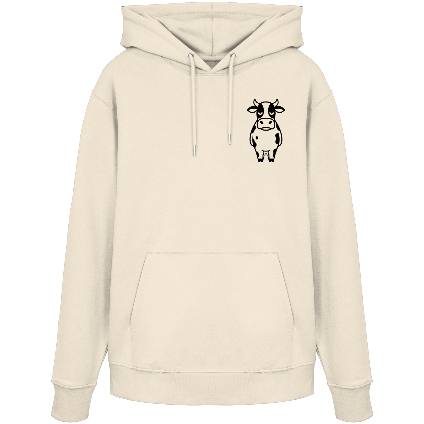 Angry Cow Statement-Print – Natural Raw Hoodie | GÖRL Bio-Baumwolle, DTF-Druck in DE